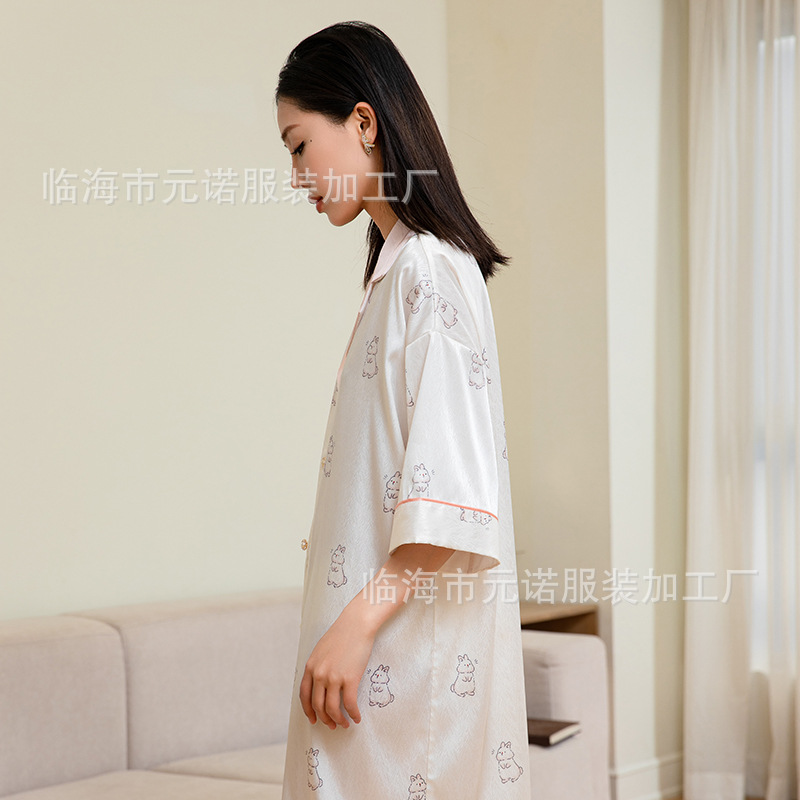 Rabbit summer new silk nightgown free size loose fashion cute explosion wholesale can wear home clothes