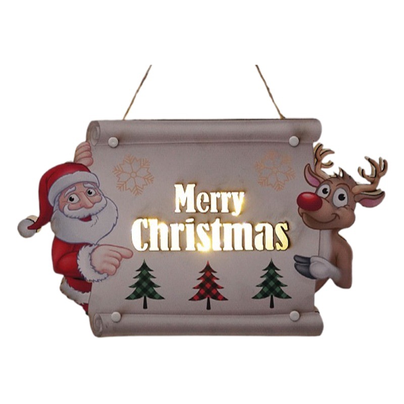 Cross-Border Christmas Decoration Door Sign Led Light Party Party New Year Holiday Supplies Props Wall Hangings European Style