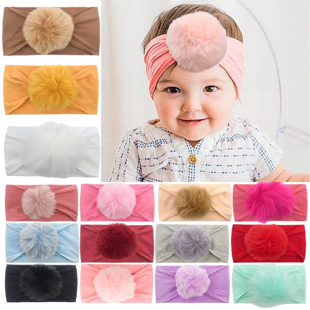 European and American New Baby Hair Band New Baby Nylon Hair Ball Headscarf Children's Hair Band Female Baby Hair Band