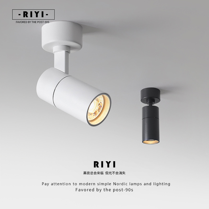 Open-mounted LED spotlight round non-opening ceiling ceiling lamp background wall cloakroom aisle adjustable angle spotlight