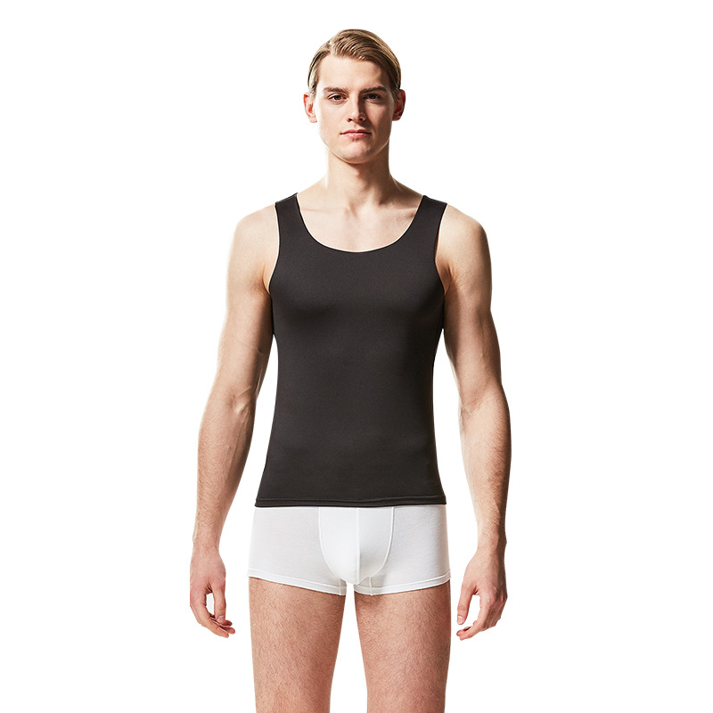 Picture of New men's ice silk vest wide shoulder narrow tailored breathable sweat-absorbent sports fitness base waistcoat monochrome hair generation