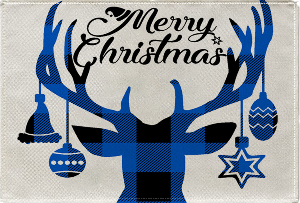 Picture of Christmas Placemat Scandinavian Style English Letter Napkin Western Restaurant Tablecloth Single Layer Linen Insulation Mat Table Mat