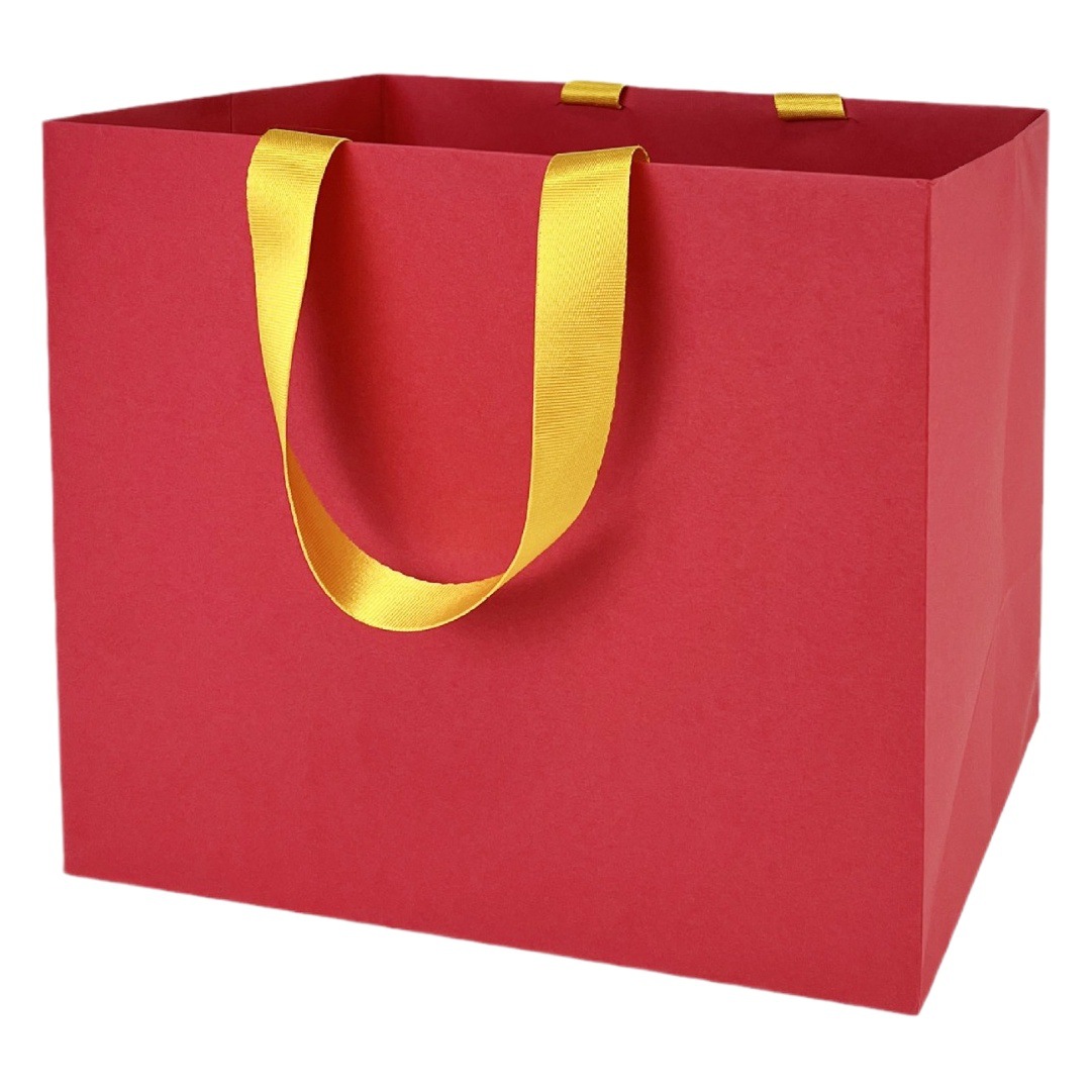 Red Cardboard Bag Factory Ready-Made Food Snack Gift Bag Thickeneded Red Card Printable Logo Handbag Wholesale