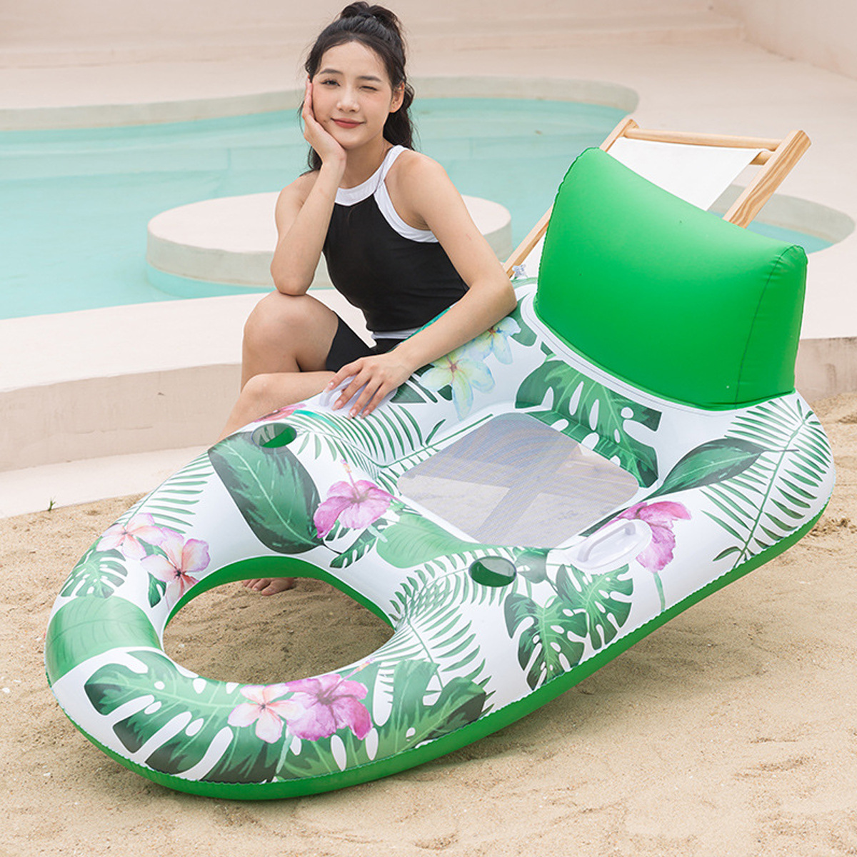Picture of Cross-border Inflatable Water Backrest Recliner Creative Floating Row Swimming Ring Water Toy Water Inflatable Floating Bed Foldable