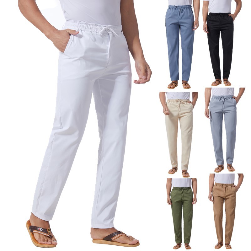 Picture of 2022 summer casual pants men's loose straight overalls long pants men's thin work Business stretch pants men