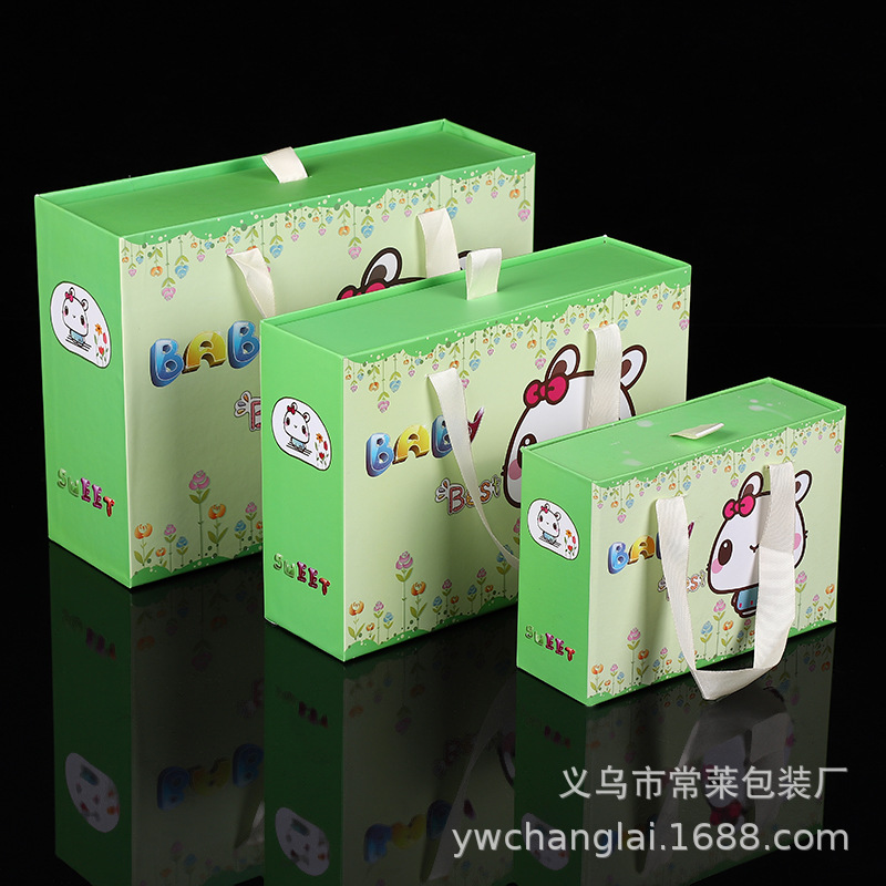 Custom Fresh Green Cartoon Gift Box Small Rabbit Cute Packaging Box Baby Full Moon Egg Cake Gift Box Empty Box