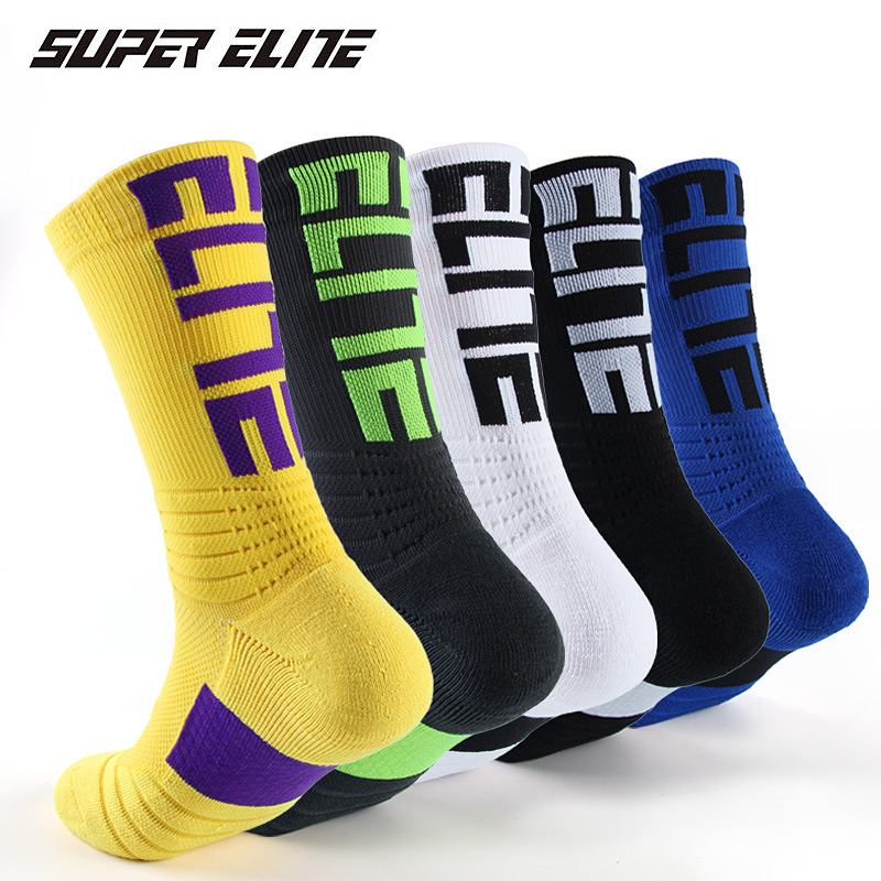 Mid-Calf Basketball Socks Professional Sports Socks for Men Breathable Thickened Sweat-Absorbent Elite Socks Manufacturer Logo Breathable Sweat-Absorbent