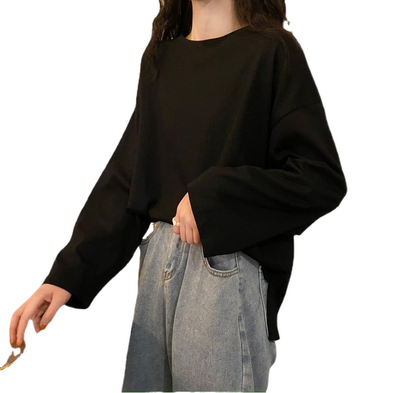 Autumn 2025 New Long-sleeved T-shirt Women's Basic Loose Sweet Solid Color Age-reducing Top Ins Trendy Base Shirt