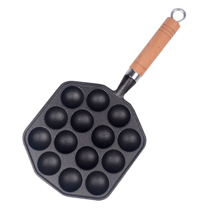 Cast Iron Net Celebrity Exploded Egg Mold 14-hole Octopus Pellet Machine Baking Pan Uncoated Pig Iron Shrimp Egg Pot