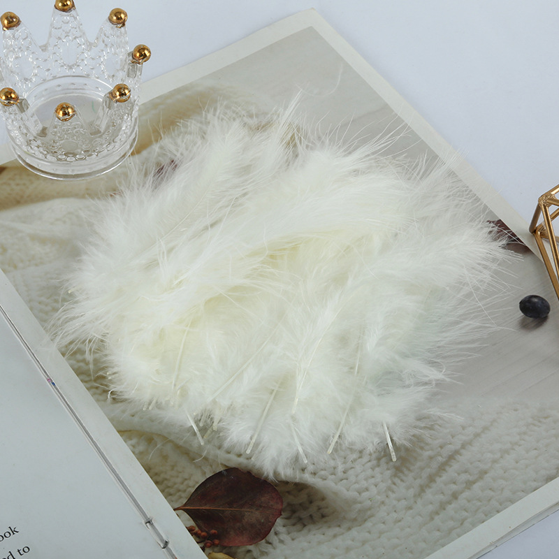 Picture of Feather decoration color turkey feather pointed tail velvet dream catcher net material wave ball gift box filler shooting props