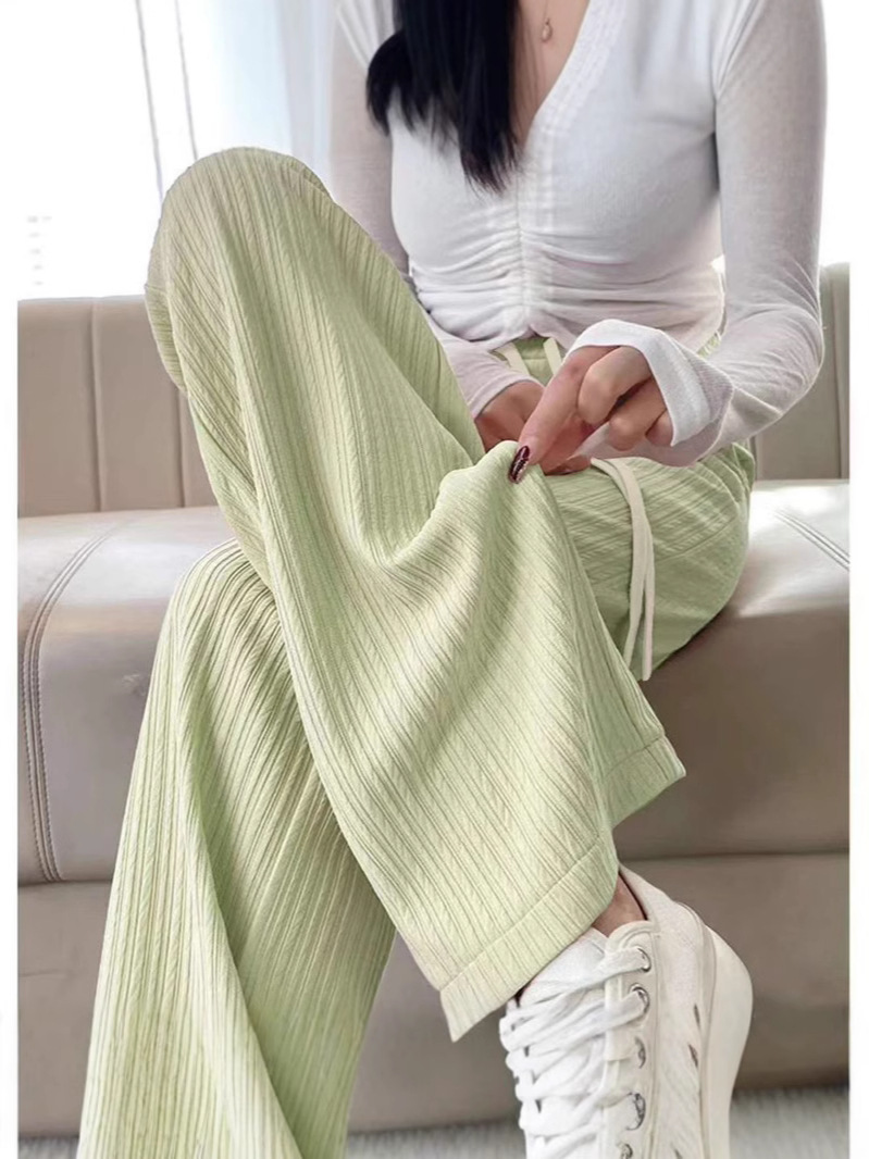 Picture of Seven-Color Cloud Pants for Women 2025 Summer High-Waisted Pleated Draped Floor-Length Wide-Leg Pants Popular Pink Straight Pants for Women
