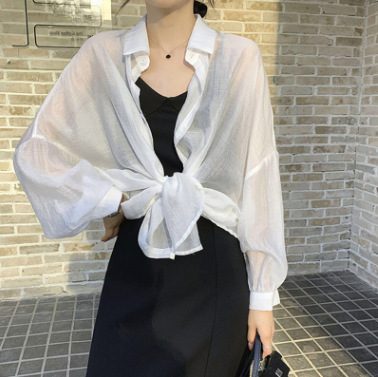 Picture of Sun Protection Clothing Women's Top Cardigan Thin Outer Shawl with Skirt 2025 Spring New Fairy Chiffon Shirt