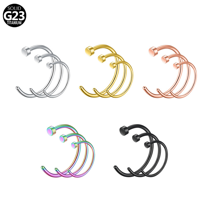 Picture of Cross-border titanium alloy nose nail C- shaped lip ring nasal septum body piercing jewelry nose ring F136/G23 breast ring lip nail