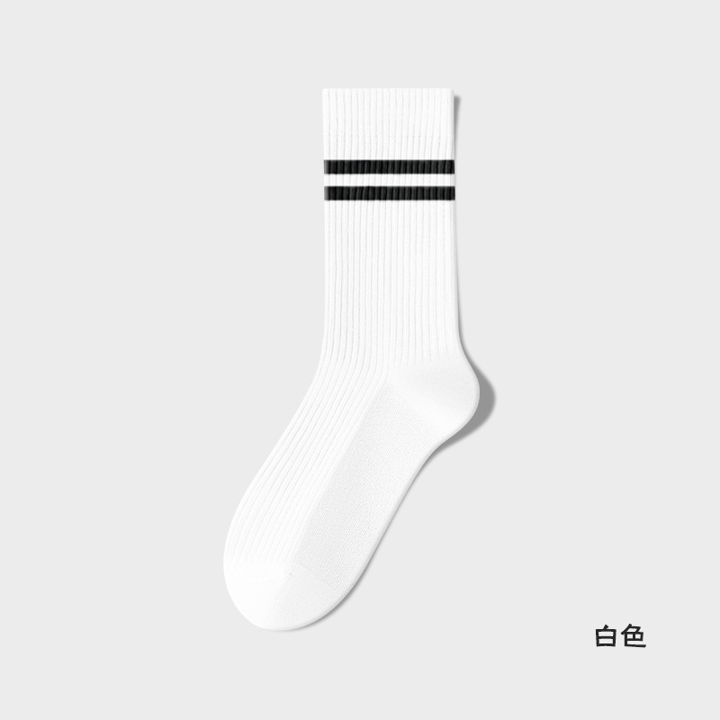 Picture of dopamine socks women's parallel bars mid-tube socks summer thin cotton sweat-absorbent sports socks summer striped boneless stockings