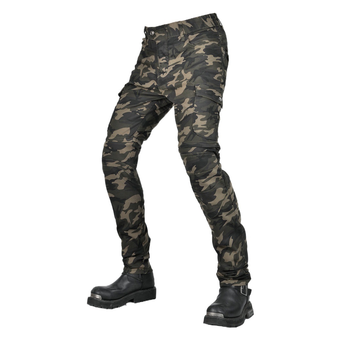 Motorcycle Riding Pants Multi-bag Tooling Racing Anti-fall Pants Men's Retro Camouflage Split Motorcycle Jeans Short Pants