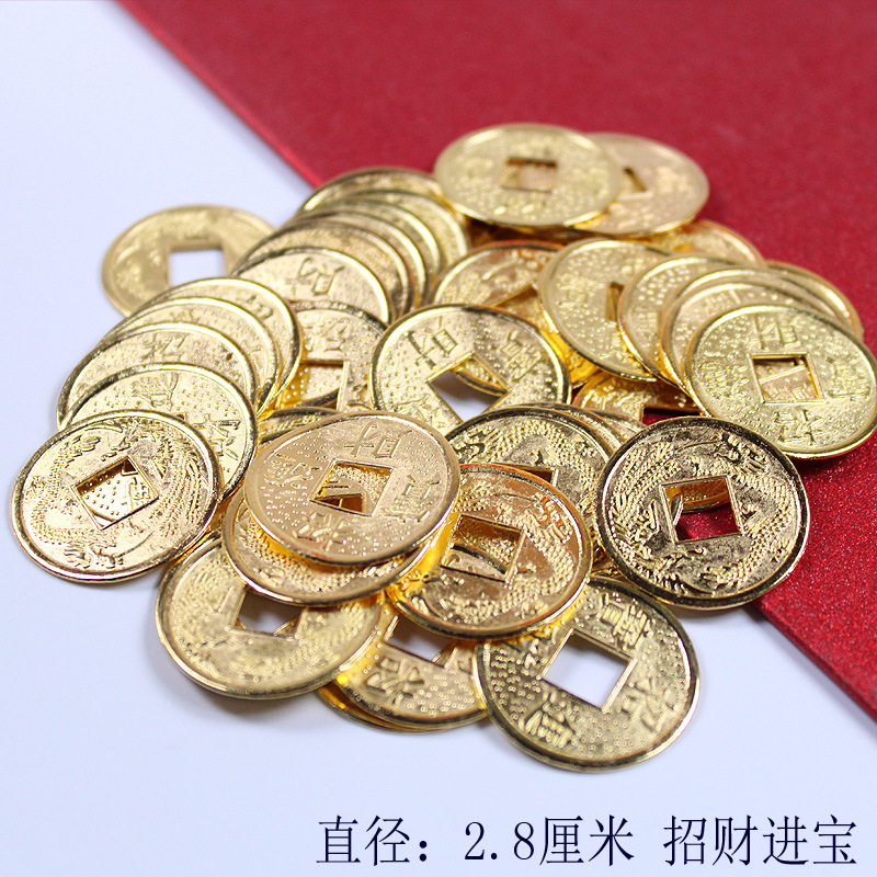 Picture of Fortune tree Crafts accessories copper coins/alloy copper coins 2.0cm Golden Lucky Dragon and Phoenix copper coins epoxy accessories