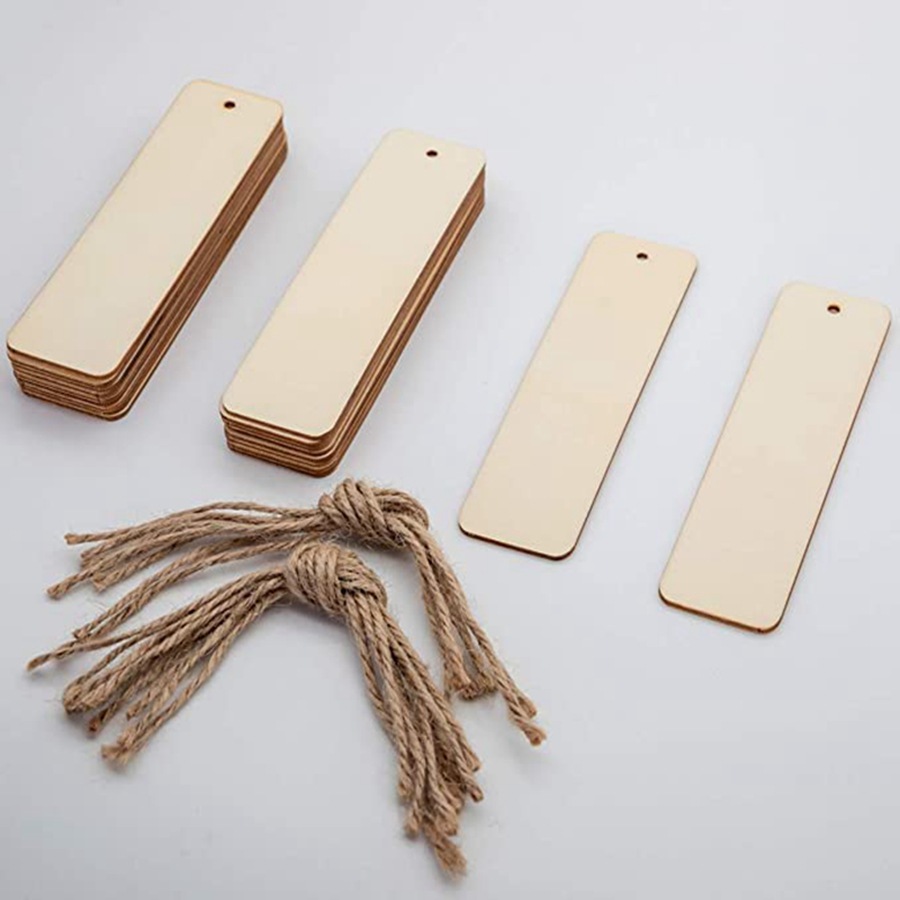 Picture of Amazon Wooden Blank Bookmark DIY Wooden Craft Unpolished Rectangular Blank Book Brand Pendant