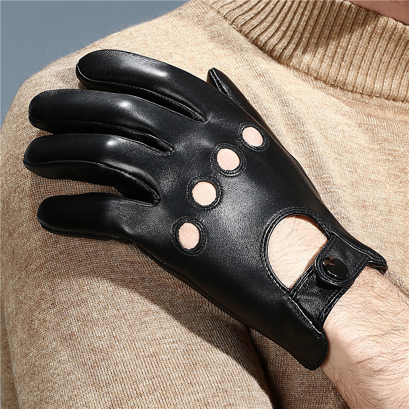 Touch Screen Leather Gloves for Men Riding and Driving Thin Motorcycle Motorcycle Wear-Resistant Sheepskin Gloves for All Seasons Factory Delivery