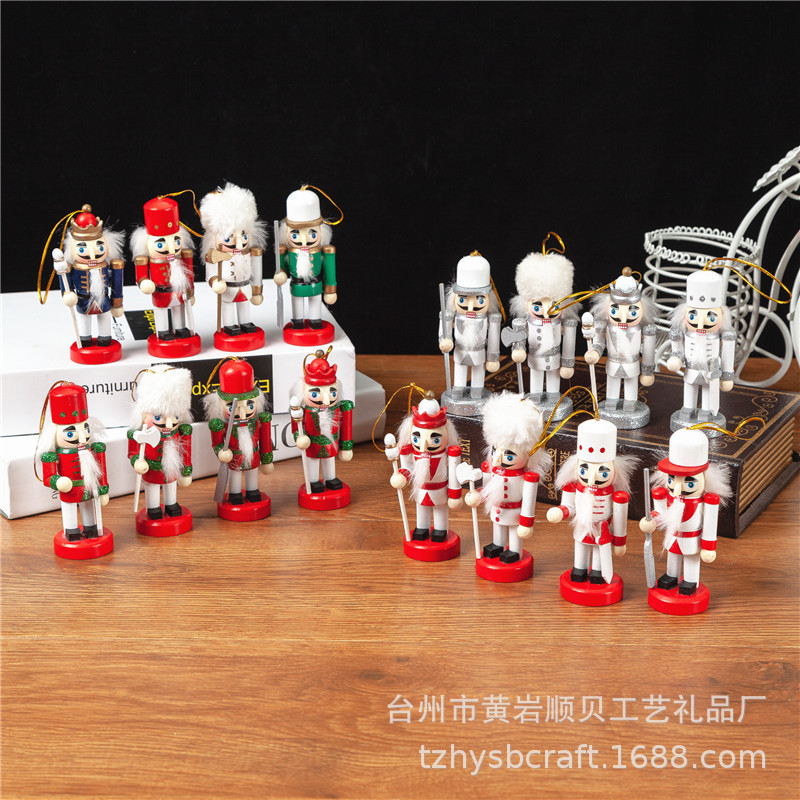 2025 new 10CM nutcracker puppet pendant suit Christmas gift small pendant mouth does not move