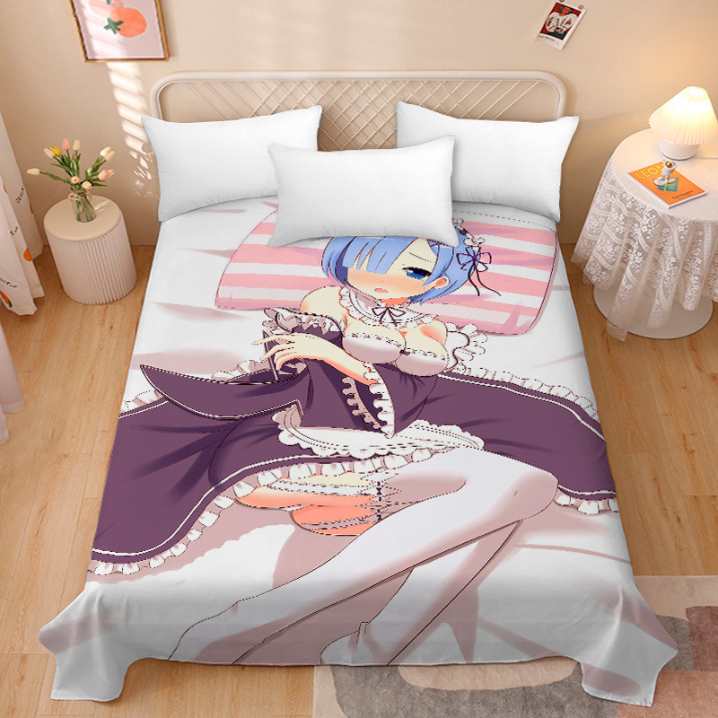 Picture of Anime Two-Dimensional Anime Rem Picture Gentleman 3D Beauty Bed Bed Sheets Single Piece Student Dormitory 1.9m