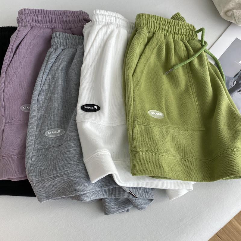 2024 high waist slim casual sports shorts women's new Korean version of loose wide leg drawstring A pants a generation of hair