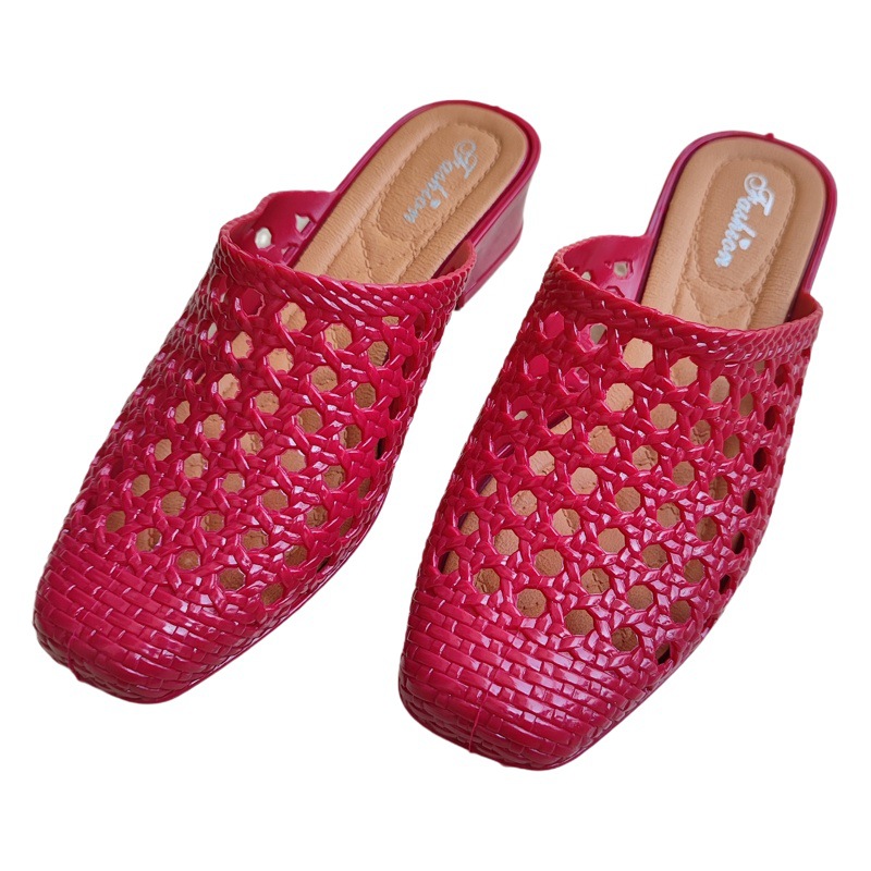 Baotou Cave Slippers Women's Summer Wear Fashion Heightened Hollow Sandals Non-slip PVC Plastic Slippers Wholesale