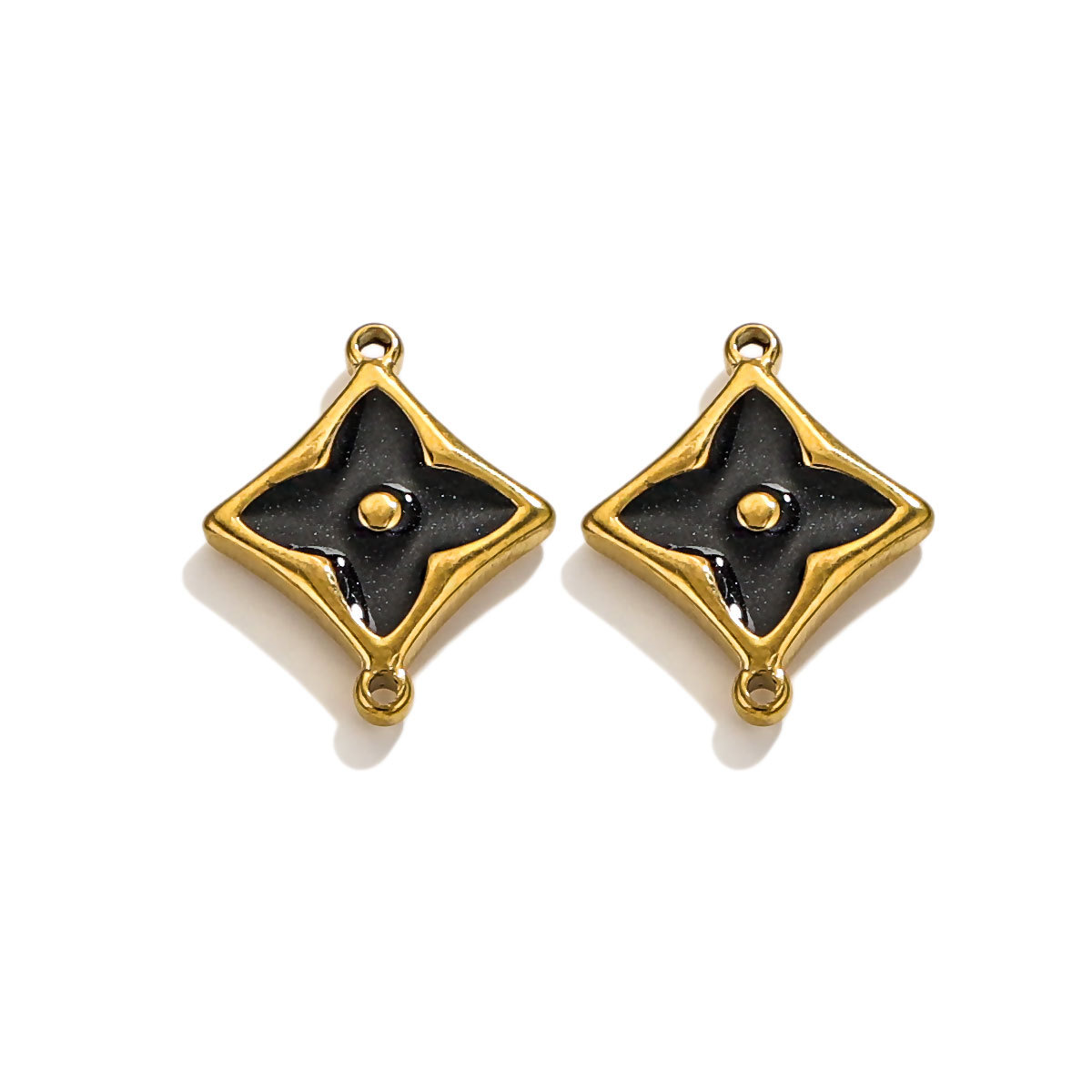 Picture of Spot Wholesale Strong Color Retention Electroplating 18K Gold-Plated Inlaid Four-Leaf Clover Double Hanging Bracelet Necklace DIY Jewelry Accessories