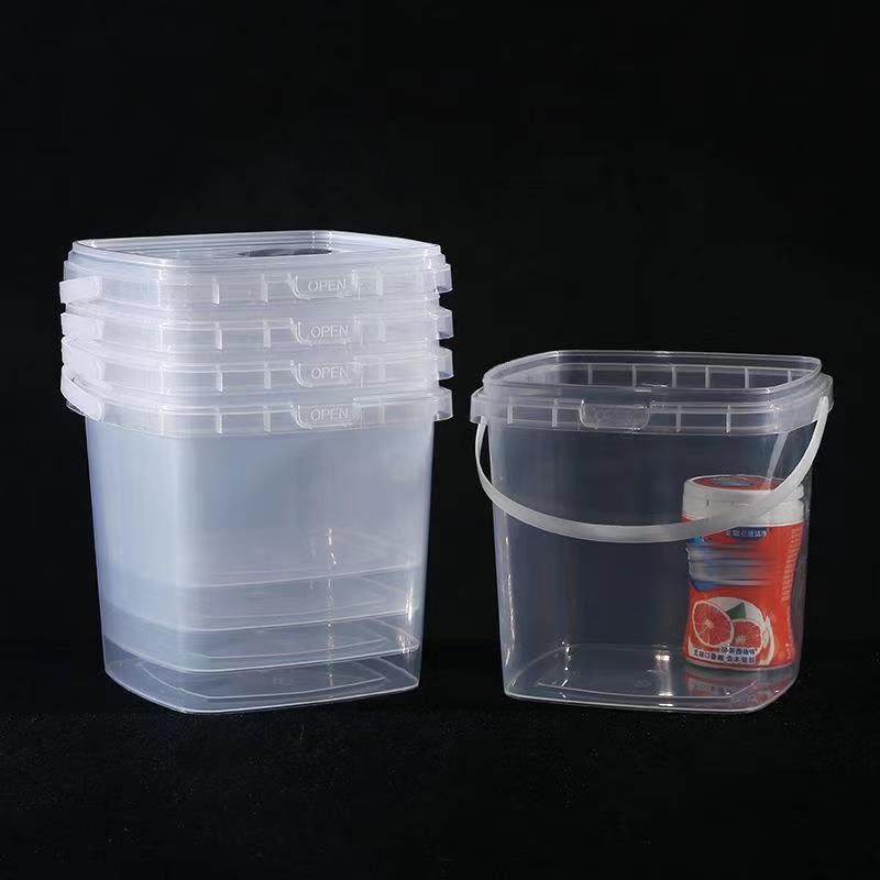 Wholesale disposable transparent plastic small square barrel 300ml 500ml 1000ml 2000ml sealed packaging barrel
