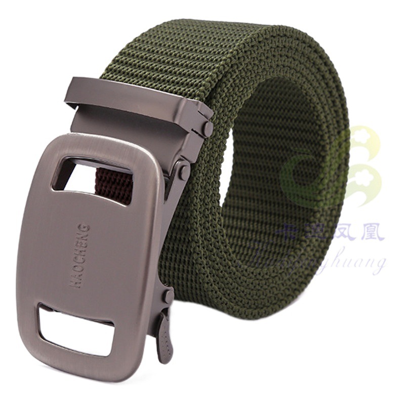 Cross-border Business Simple Elastic Buckle Belt Thickened Imitation Nylon Canvas Iron Buckle Trouser Belt Men's Belt