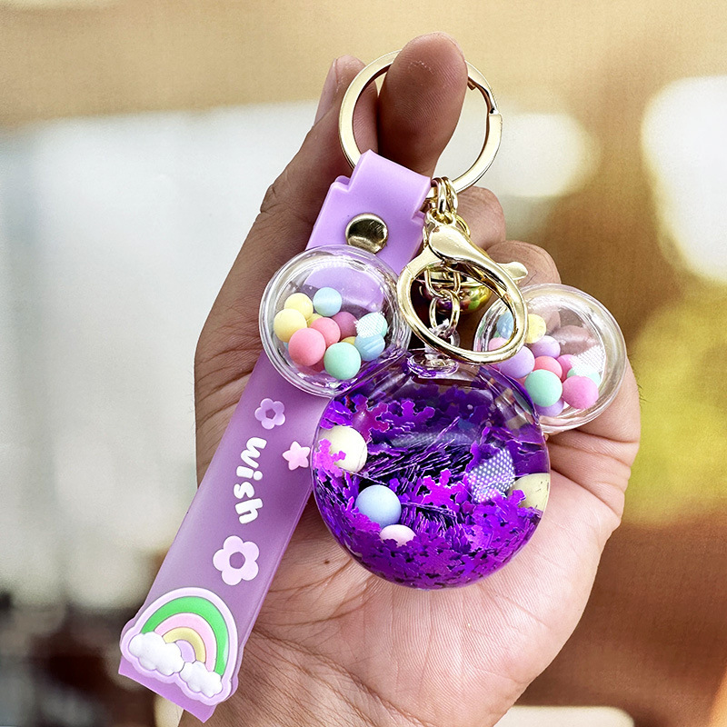 Picture of Internet Celebrant Cartoon Mickey Head Candy quicksand Key Chain Women's Exquisite Cute School Bag Pendant Couple's Bag Key Chain