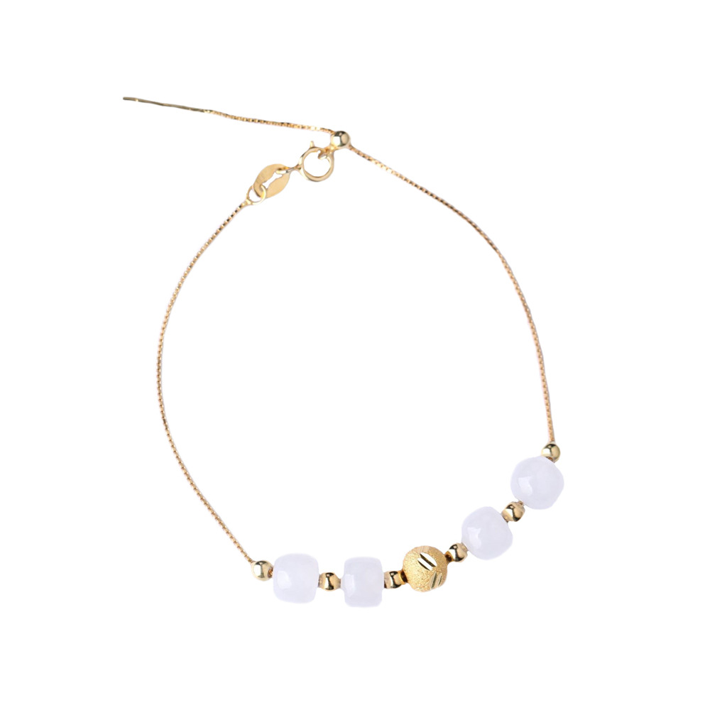 Picture of With certificate cheongsam ancient costume natural jade bracelet telescopic adjustment 925 sterling silver gold-plated hetian jade jewelry