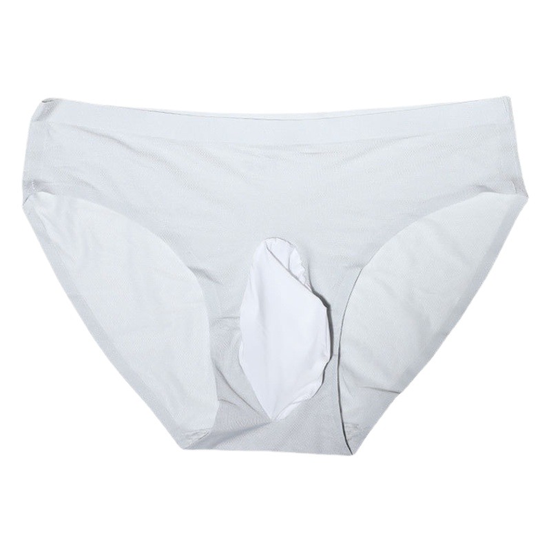 Men's Summer Ice Silk Inner Belt JJ Set Sexy Ultra-thin Solid Color Seamless Quick-drying Breathable Bullet Separate Briefs