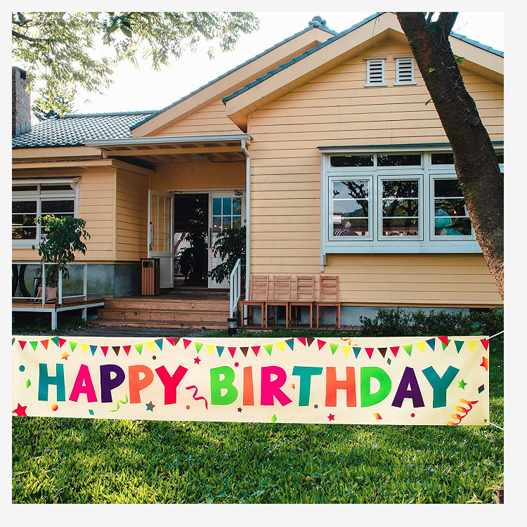 Picture of Cross-border Source Large Happy Birthday Courtyard Logo Birthday Party Courtyard Banner Colorful Outdoor Decorative Flag