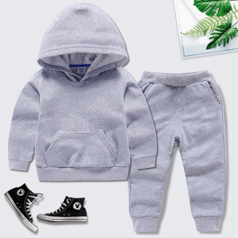 in stock new children's clothing hooded vests boys and girls cotton two-piece baby spring and autumn sports suit manufacturers wholesale