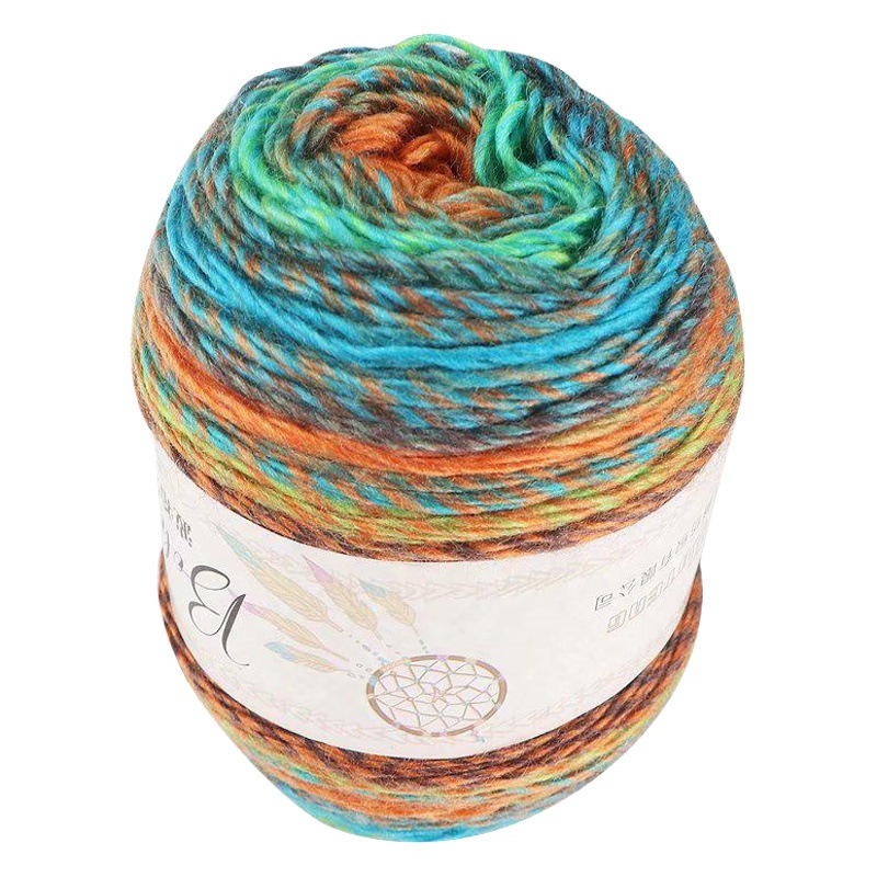 Bohemian rainbow long section dyed wool thread thick thread stick needle hand knitted hat scarf thread rainbow wool thread wholesale