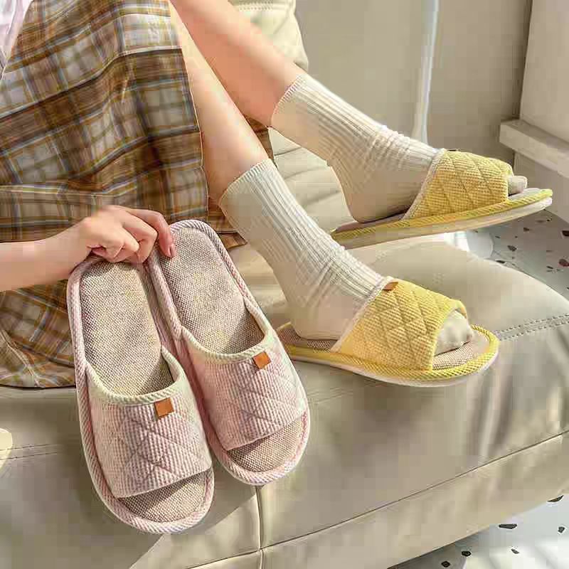 Linen Slippers for Home Men's All Year Round Home Cotton and Linen Spring Autumn Summer Indoor Non-Slip Anti-Odor Household Couple Ladies