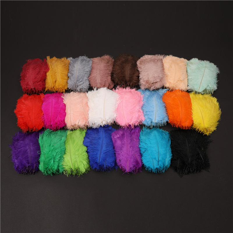 Picture of 15-20cm ostrich feather dyed feather in stock supply 14 color South Africa imported ostrich feather a generation of hair
