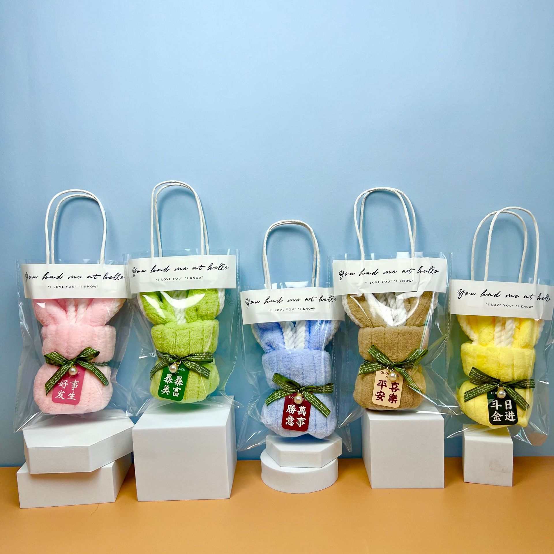 Picture of Hand gift rabbit shape towel cute birthday gift wedding gift kindergarten opening creative small gift