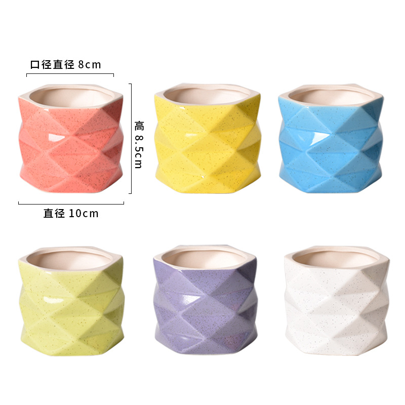 Picture of Factory wholesale ceramic flower pot glaze combination creative home decoration fleshy flower pot simple meat green plant potted plant