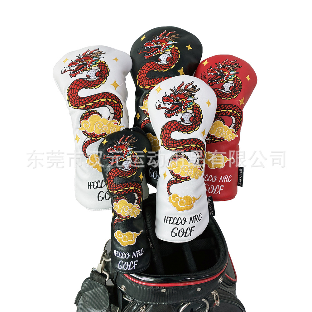 Picture of Manufacturers cross-border wholesale new golf club cover wooden club cover Chinese dragon red PU golf club cover