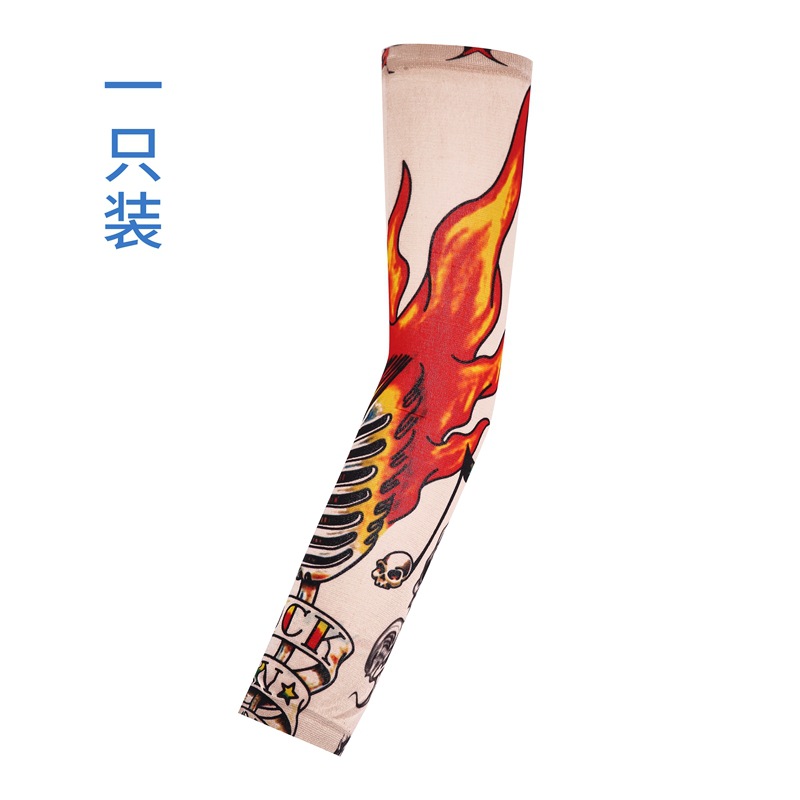 Picture of Flower Arm Tattoo Sleeve Seamless Outdoor Riding Tattoo Sunscreen Sleeve Riding Tattoo Sleeve Optional Color Cross Border
