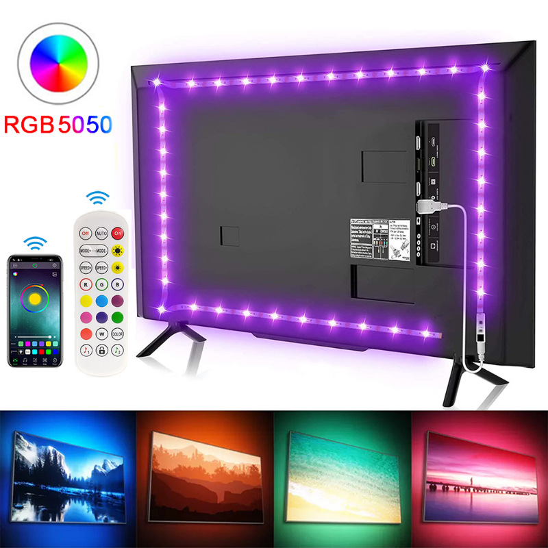 Low voltage RGB light strip suit LED light strip 5v 24 key remote control music Bluetooth APP TV background soft light strip