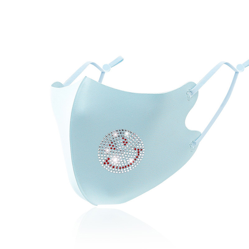 Picture of Trendy Colorful Rhinestone Ice Silk Mask Fashion European and American Style Dustproof Breathable Sun Protection Face Mask with Sparkling Rhinestones Uv Protection