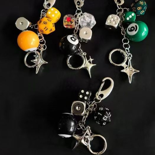 Handmade Cross-Border Dice Bag Hanging Retro Design Personalized Mobile Phone Pendant Bag Hanging Chain Brown and Green Contrasting Color Pendant