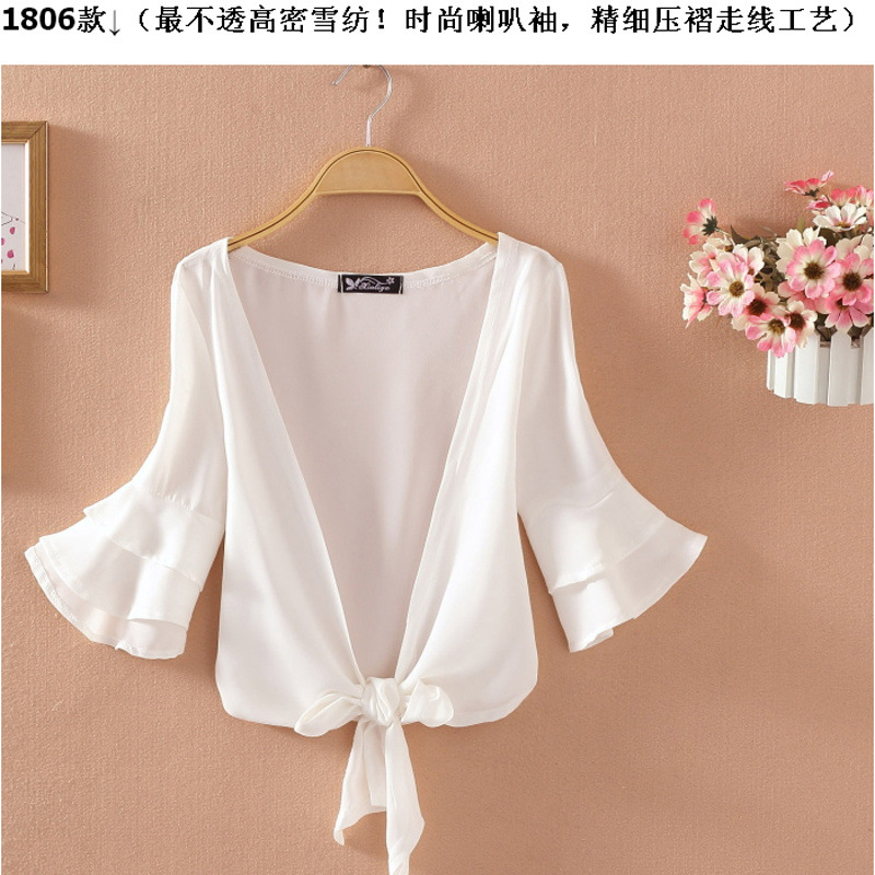Picture of Selected fashion summer new short-sleeved chiffon shawl lace cardigan short coat thin elegant women's clothing