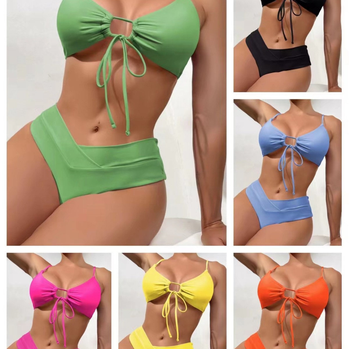 2023 new bikini European and American Foreign trade multi-color lace-up sexy bikini split swimsuit bikini swimsuit