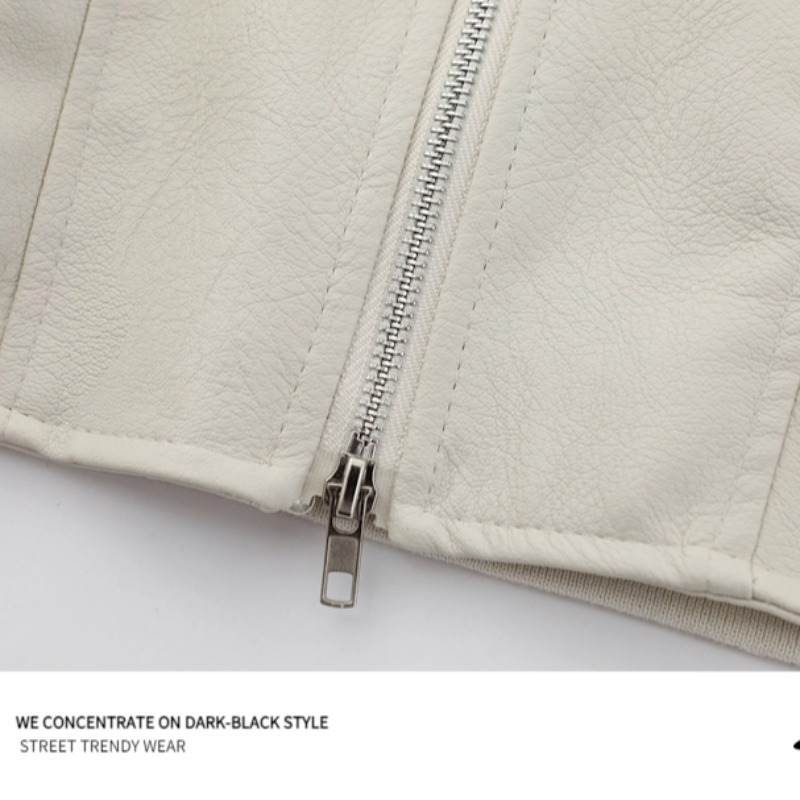 Picture of Cross-border American-style Street Design Stitching Collar Jacket Women's Autumn Functional Style Instagram Popular Brand Loose Short Leather