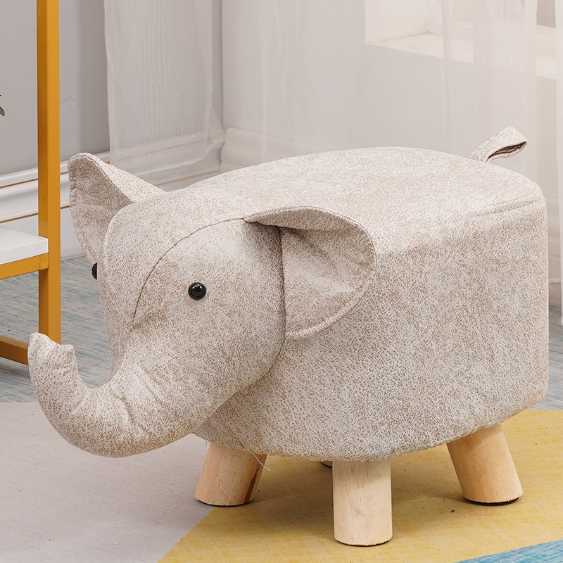 Picture of Elephant Stool children's animal stool solid wood shoe changing stool creative small stool home living room cartoon cute low stool