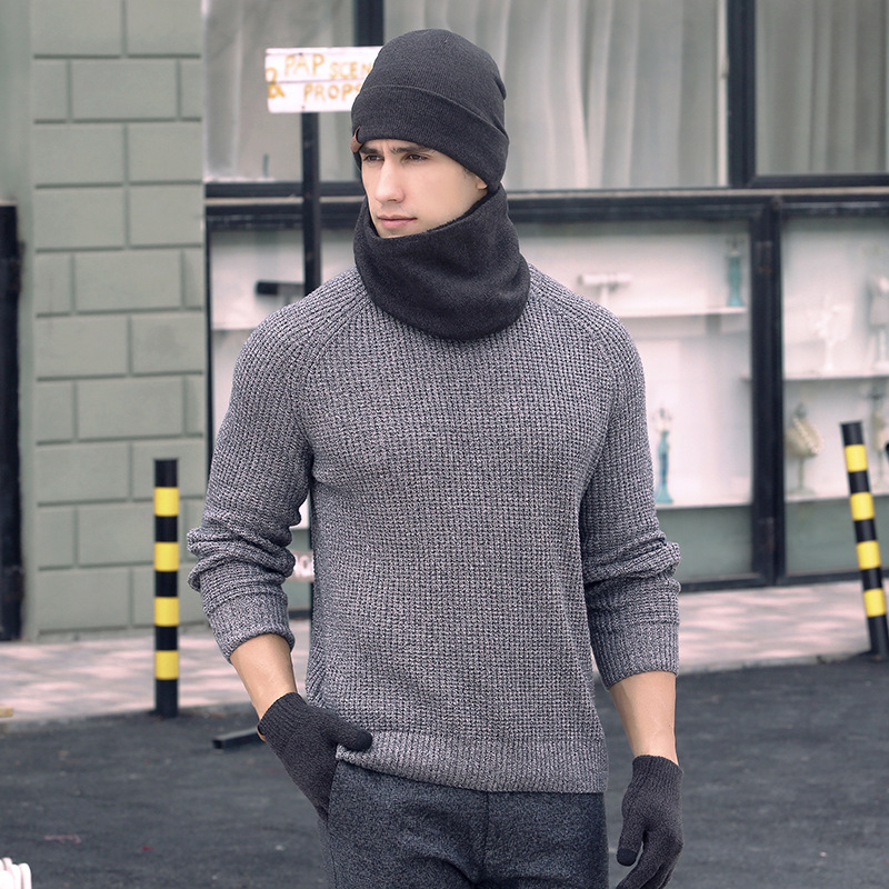 Picture of Amazon Foreign Trade Winter Scarf Hat Gloves Three-Piece Set Knitted Gloves Woolen Scarf Warm Set