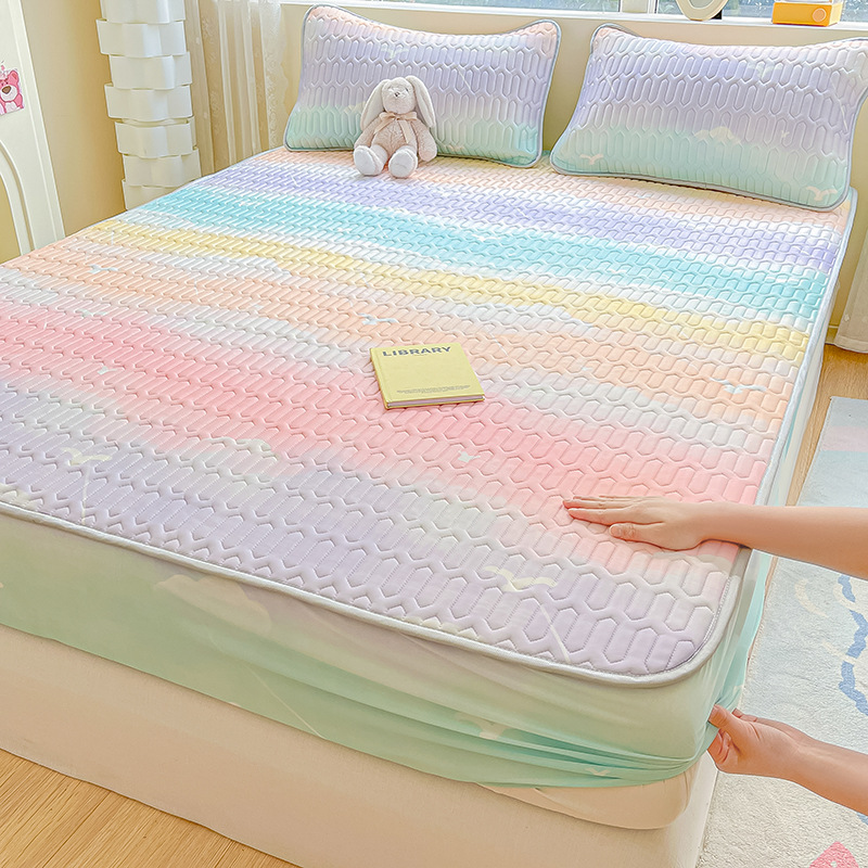 Picture of Class a Natural Latex Mat Set Air-Conditioned Mat Three-Piece Set Fitted Sheet Student Dormitory Summer Quilt Washable